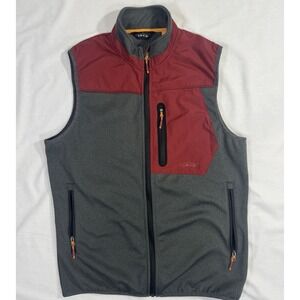 Orvis Trout Bum Vest Mens M Gray Red Fleece Zip Pockets Fishing Camp Outdoors